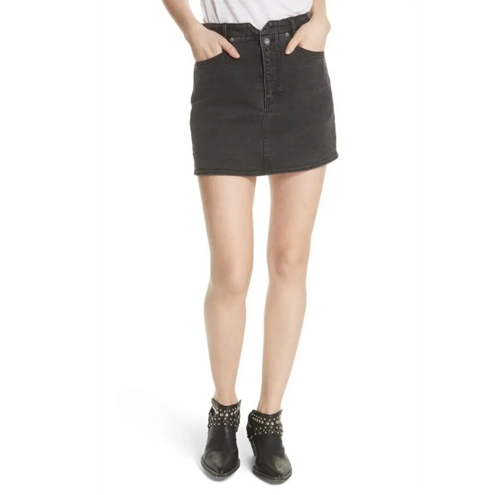Free People Black Jean Mini Skirt like new